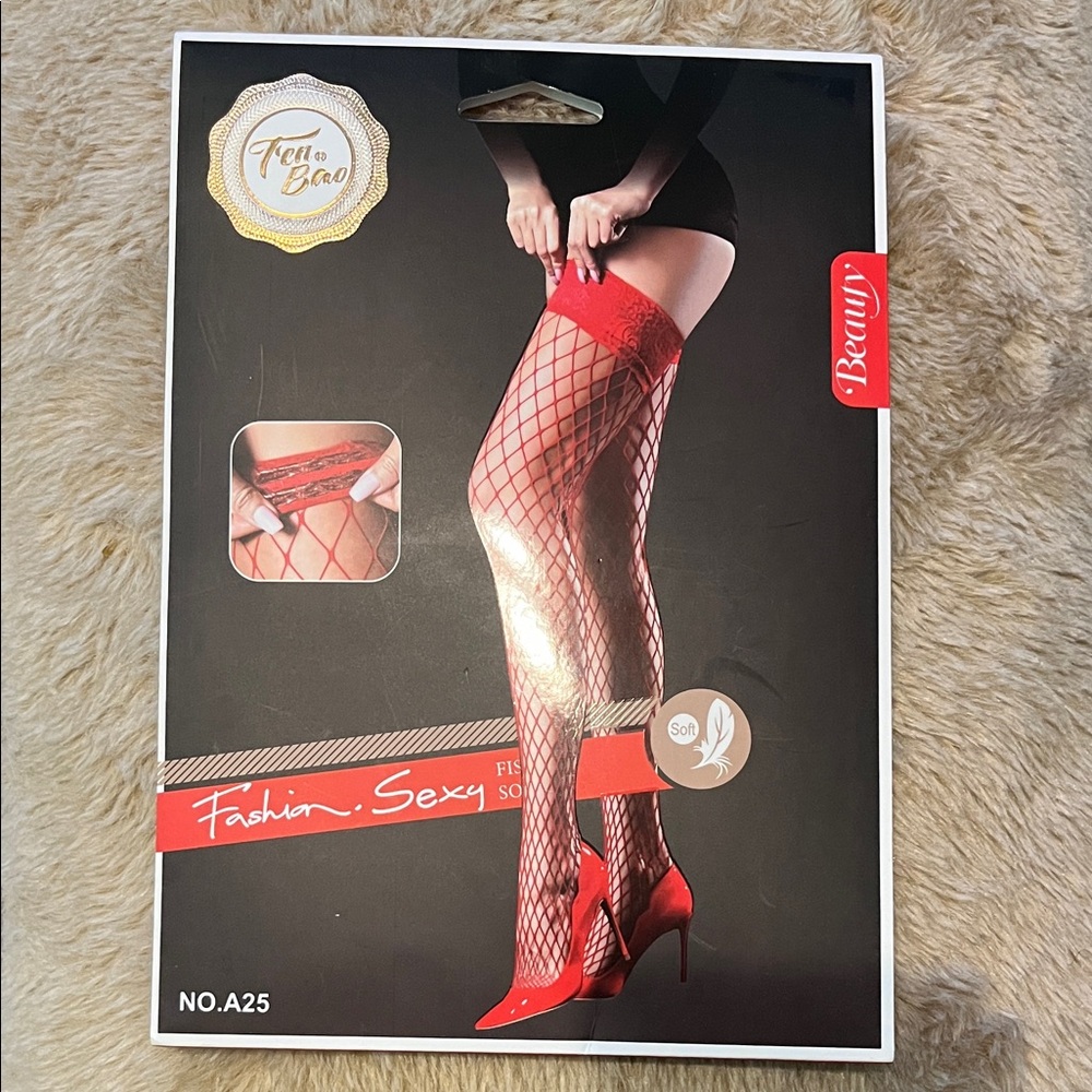 Beauty Red Fishnet Stockings
